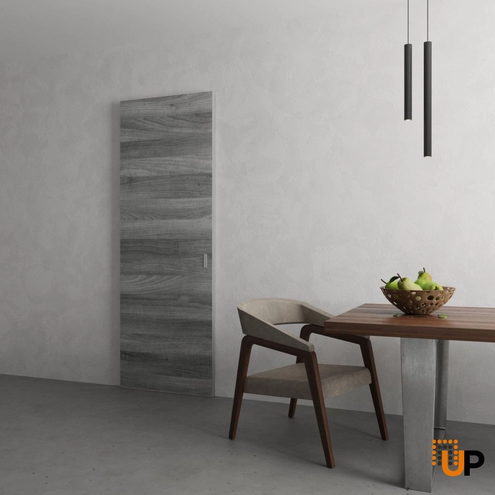 Single solid wood with honeycomb sliding modern interior hidden barn door | Planum 0010 Ginger Ash | 28 x 80 photo#4