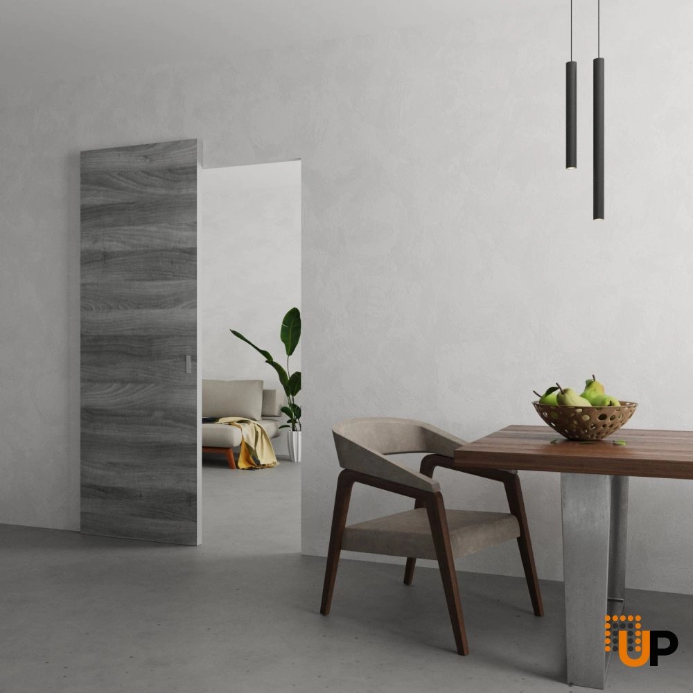 Single solid wood with honeycomb sliding modern interior hidden barn door | Planum 0010 Ginger Ash | 28 x 80 photo#2