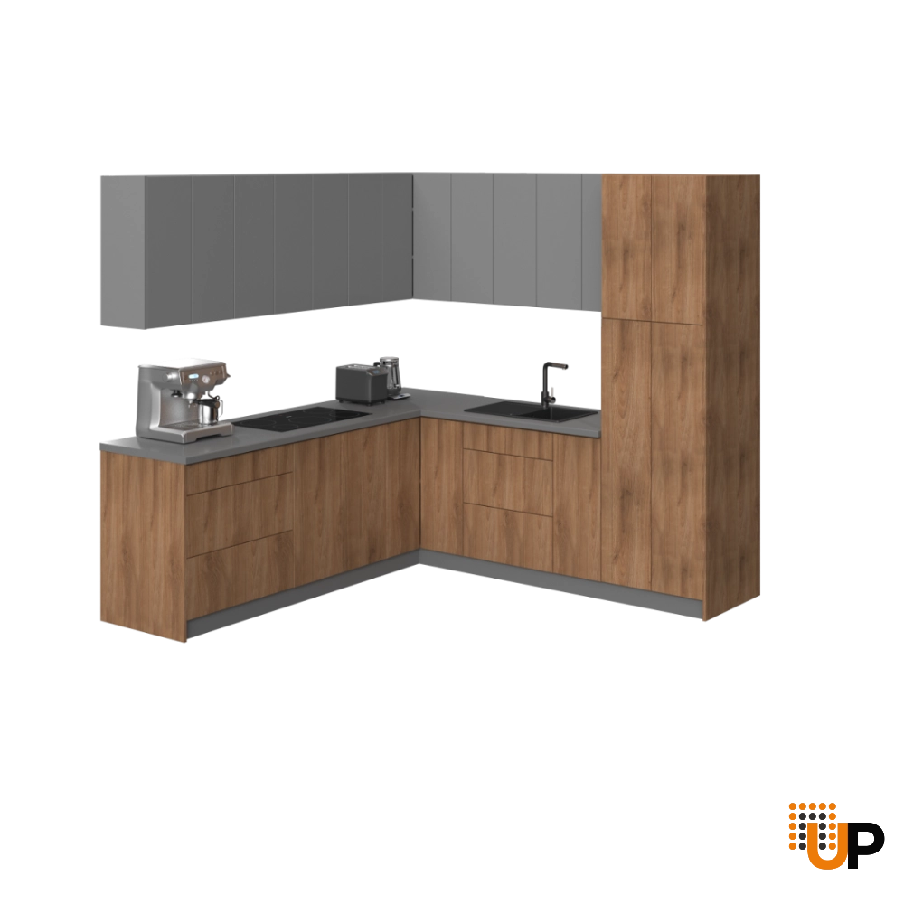 Kitchen Urban Collection Natural Teak & Gray Color Base Size 8x8Ft Wide photo#1