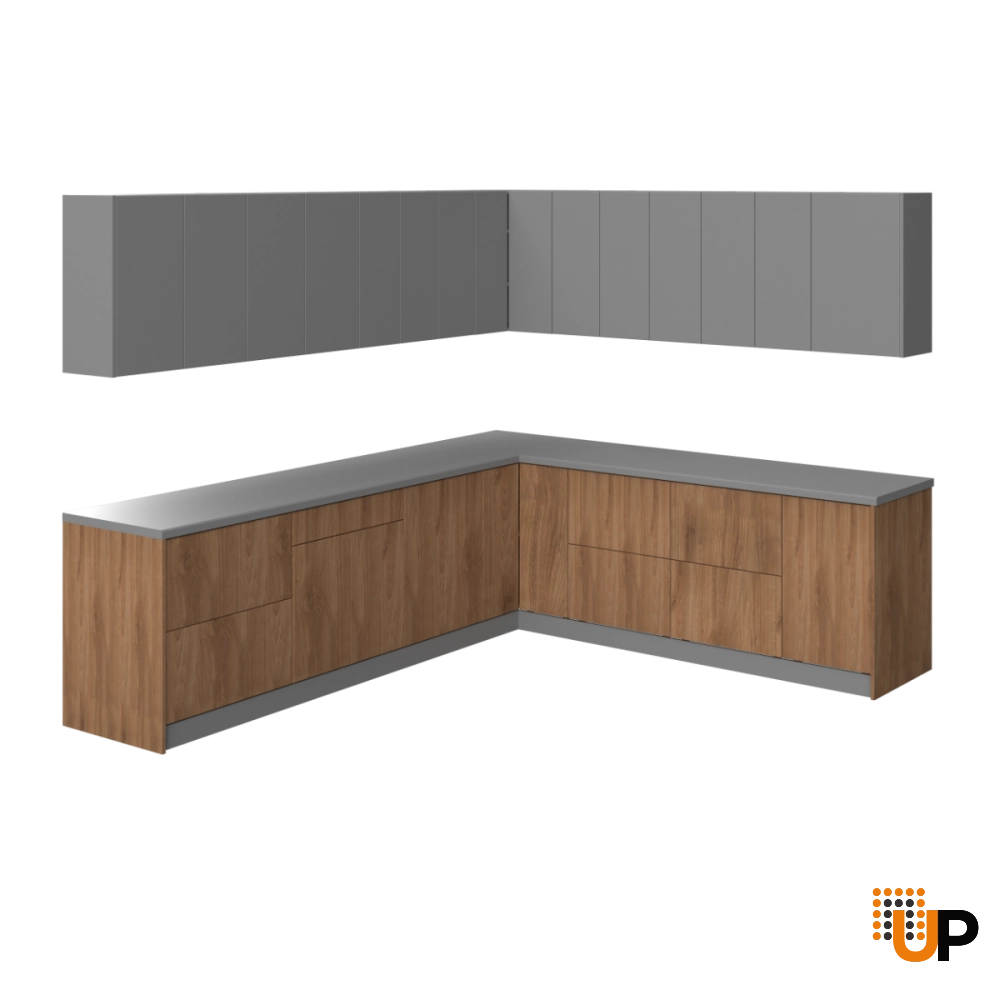 Kitchen Modern Collection Natural Teak & Gray Color Base Size 10x8,5Ft Wide photo#1