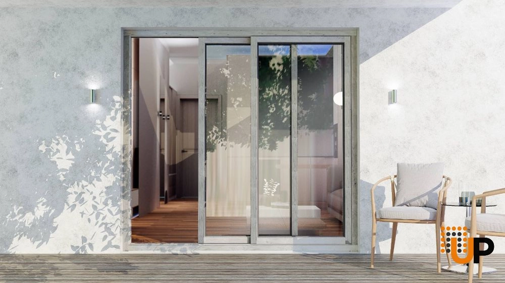 sliding Metal-plastic french exterior door with tempered | Patio 8166 Gray Ash | 72 x 80 photo#3