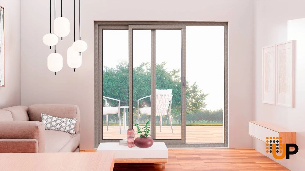 sliding Metal-plastic french exterior door with tempered | Patio 8166 Gray Ash | 72 x 80 photo#4
