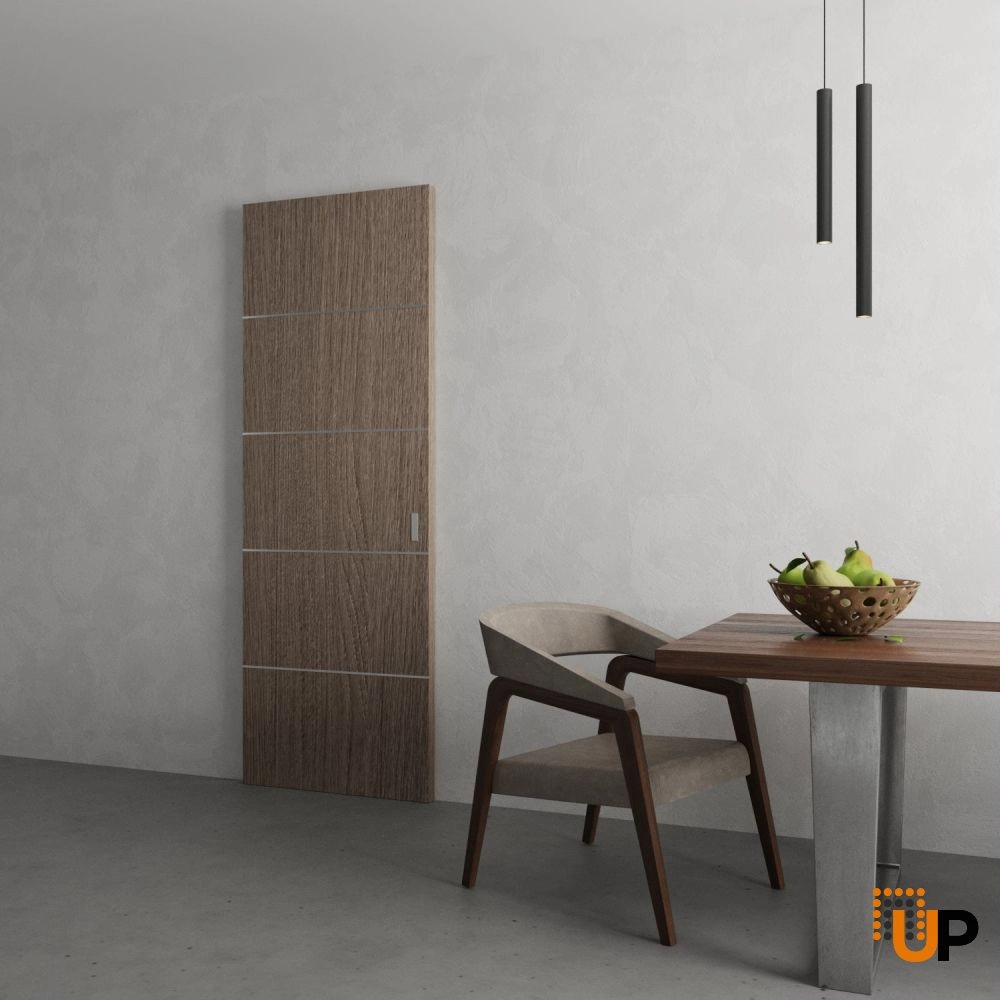 Single solid wood with honeycomb sliding modern interior hidden barn door | Planum 0020 Grey Oak | 28 x 80 photo#4
