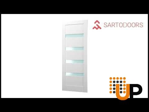 Single solid core interior door slab with frosted glass | Quadro 4113 White | 32 x 80 photo#2