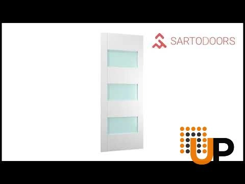 Single solid core interior door slab with frosted glass | Lucia 4070 White | 18 x 80 photo#6