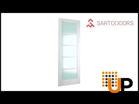 Double mdf sliding luxury interior closet bypass door with frosted glass | Quadro 4002  White | 36 x 80 (2* 18x80) photo#6