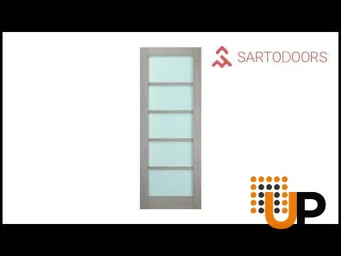 Double mdf french interior swing double door with frosted glass | Quadro 4002  Ginger Ash | 36 x 80 (2* 18x80) photo#5