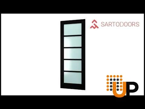 Single mdf sliding luxury interior barn door with frosted glass | Quadro 4002  Black Matte | 42 x 84 photo#7