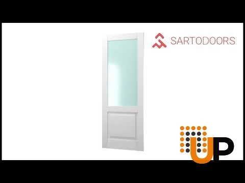Single solid core classic interior door slab with frosted glass | Lucia 22 White | 18 x 80 photo#6