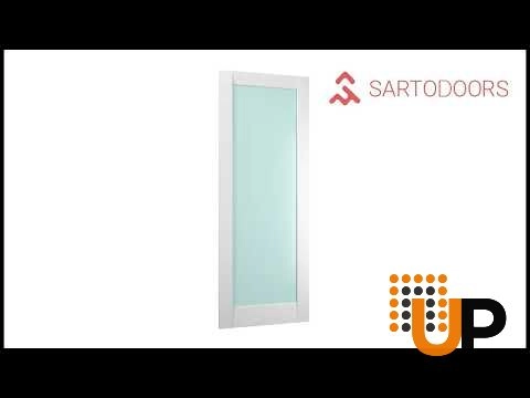 Single solid core luxury interior door slab with frosted glass | Planum 2102 White | 18 x 80 photo#6