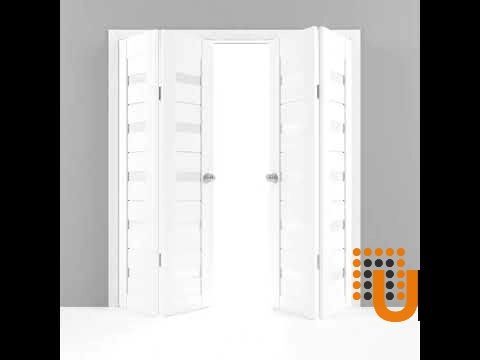 4 folding panels mdf sliding modern interior bi-fold double door with frosted glass | Quadro 4445  Cognac Oak | 72 x 80 (4* 18x80) photo#5