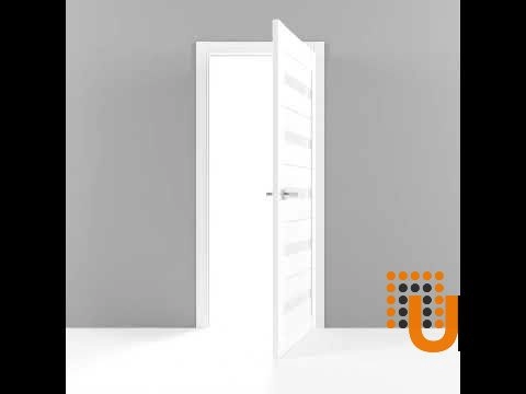 Single mdf modern interior swing door with frosted glass | Quadro 4445  Light Grey Oak | 18 x 80 photo#5