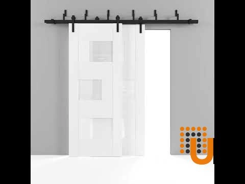 Double mdf sliding modern interior barn bypass door with frosted glass | Sete 6933 Black Matte | 36 x 80 (2* 18x80) photo#7