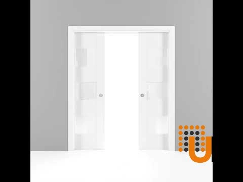 Double mdf sliding interior pocket double door with frosted glass | Sete 6933 White | 60 x 84 (2* 30x84) photo#6