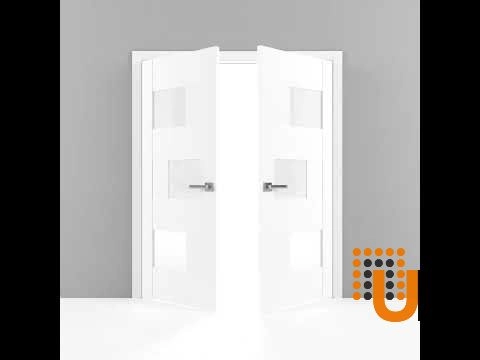 Double mdf french interior swing double door with frosted glass | Sete 6933 White | 36 x 80 (2* 18x80) photo#5
