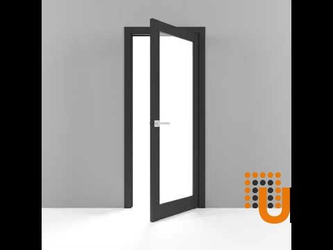 Single solid core luxury interior swing door with clear glass | Lucia 2166 Black Matte | 18 x 80 photo#4