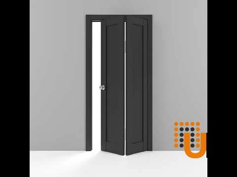 2 folding panels mdf sliding shaker interior bi-fold door | Quadro 4111 Black Matte | 36 x 80 (2* 18x80) photo#5