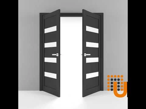 Double mdf french interior swing double door with frosted glass | Quadro 4113 Black Matte | 60 x 80 (2* 30x80) photo#5