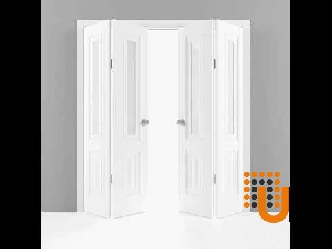 4 folding panels solid core sliding french interior bi-fold double door with frosted glass | Lucia 8822 White | 72 x 80 (4* 18x80) photo#5