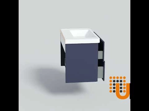 Modern Wall-Mounted Bathroom Vanity with Washbasin | Fiona Blue Matte Collection | Non-Toxic Fire-Resistant MDF photo#8