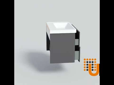Modern Wall-Mounted Bathroom Vanity with Washbasin | Fiona Gray Matte Collection | Non-Toxic Fire-Resistant MDF-30" photo#8