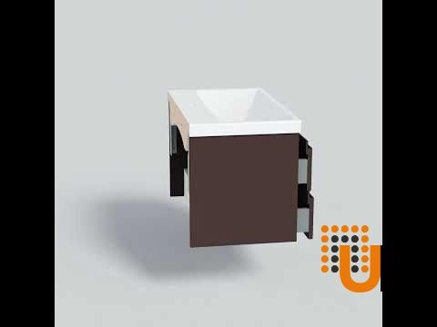 Modern Wall-Mount Bathroom Vanity with Washbasin | Judi Brown Matte Collection | Non-Toxic Fire-Resistant MDF-34" photo#8