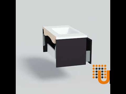Modern Wall-Mount Bathroom Vanity with Washbasin | Magic Antracit Gloss Collection | Non-Toxic Fire-Resistant MDF-40" photo#8