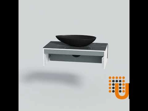 Modern Wall-Mount Bathroom Vanity with Washbasin | Manhattan White Matte Collection | Non-Toxic Fire-Resistant MDF-40" photo#8