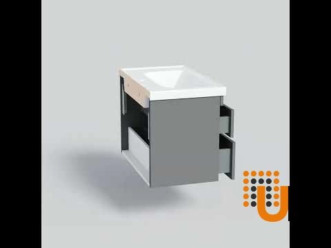 Modern Wall-Mounted Bathroom Vanity with Washbasin | Niagara Gray Matte Collection | Non-Toxic Fire-Resistant MDF-28" photo#7