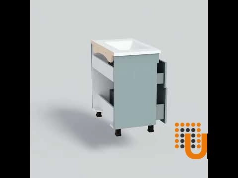 Modern Free Standing Bathroom Vanity with White Washbasin | Trevi Light Green Collection | Non-Toxic Fire-Resistant MDF photo#8