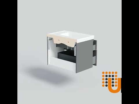 Modern Wall-Mounted Bathroom Vanity with Washbasin | Wave Gray Matte Collection | Non-Toxic Fire-Resistant MDF-28" photo#8