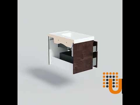 Modern Wall-Mount Bathroom Vanity with Washbasin | Wave Rosewood Collection | Non-Toxic Fire-Resistant MDF-26" photo#8