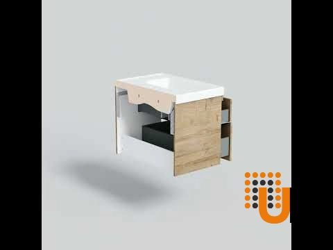 Modern Wall-Mount Bathroom Vanity with Washbasin | Wave Teak Natural Collection | Non-Toxic Fire-Resistant MDF-26" photo#9