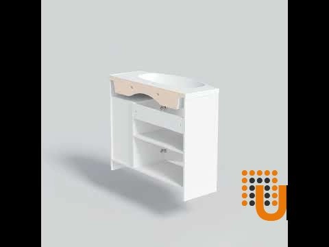 Modern Free Standing Bathroom Vanity with Washbasin | Classic White Matte Collection | Non-Toxic Fire-Resistant MDF-40" photo#8