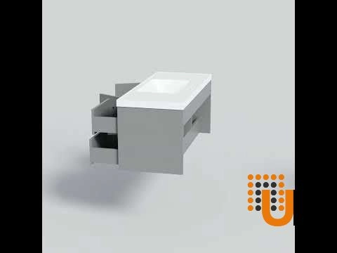 Modern Wall-Mounted Bathroom Vanity with Washbasin| Niagara Wall Mount Grey Matte Collection 48 | Non-Toxic Fire-Resistant MDF photo#3