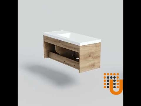 Modern Wall-Mounted Bathroom Vanity | Niagara Wall Mount Natural Teak Collection 48 | Non-Toxic Fire-Resistant MDF photo#3