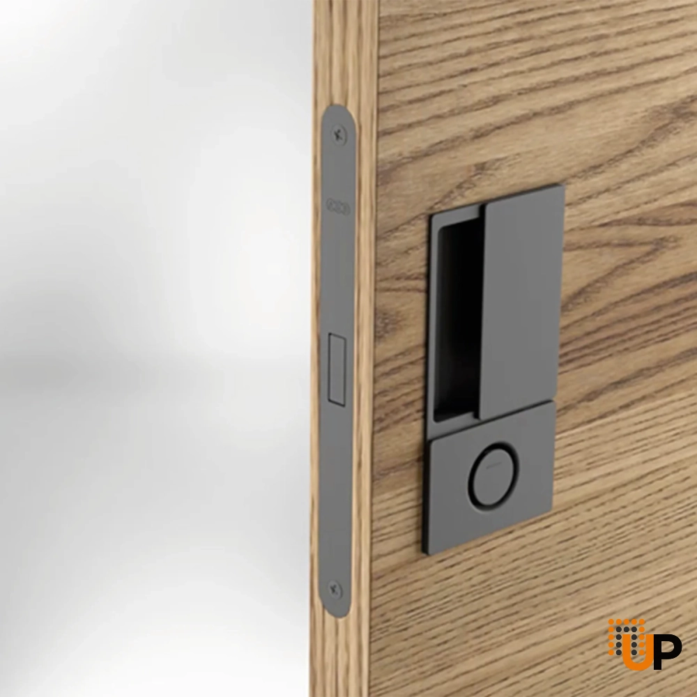 AGB Wave Hidden Handle for Interior Doors for Magnetic Lock, Matte Black, Entry photo#2