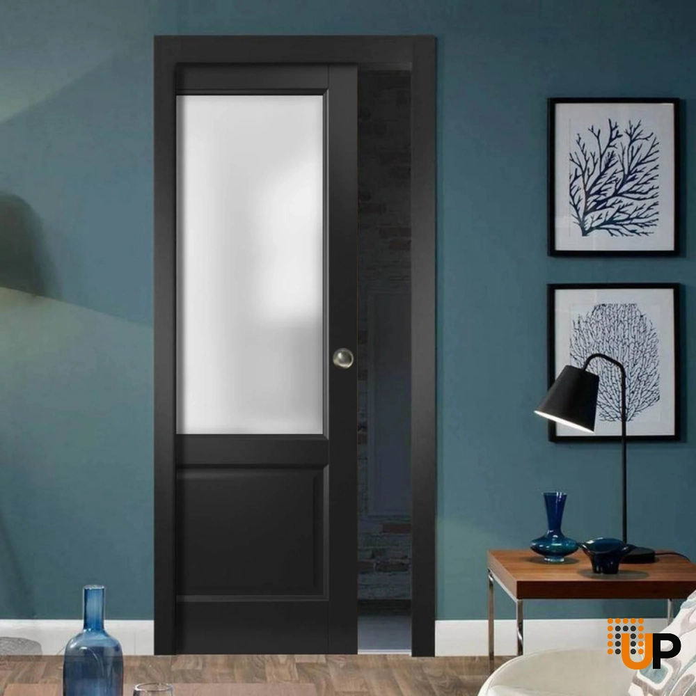 Lucia 22 interior pocket door 32x84 black solid wood Photo #2