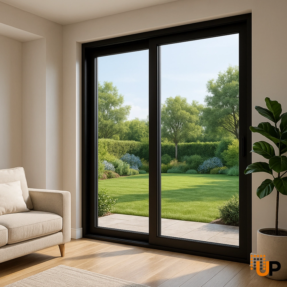 Double sliding vinyl french exterior door with tempered glass | Patio 8177 Black Matte | 64 x 80 photo#3