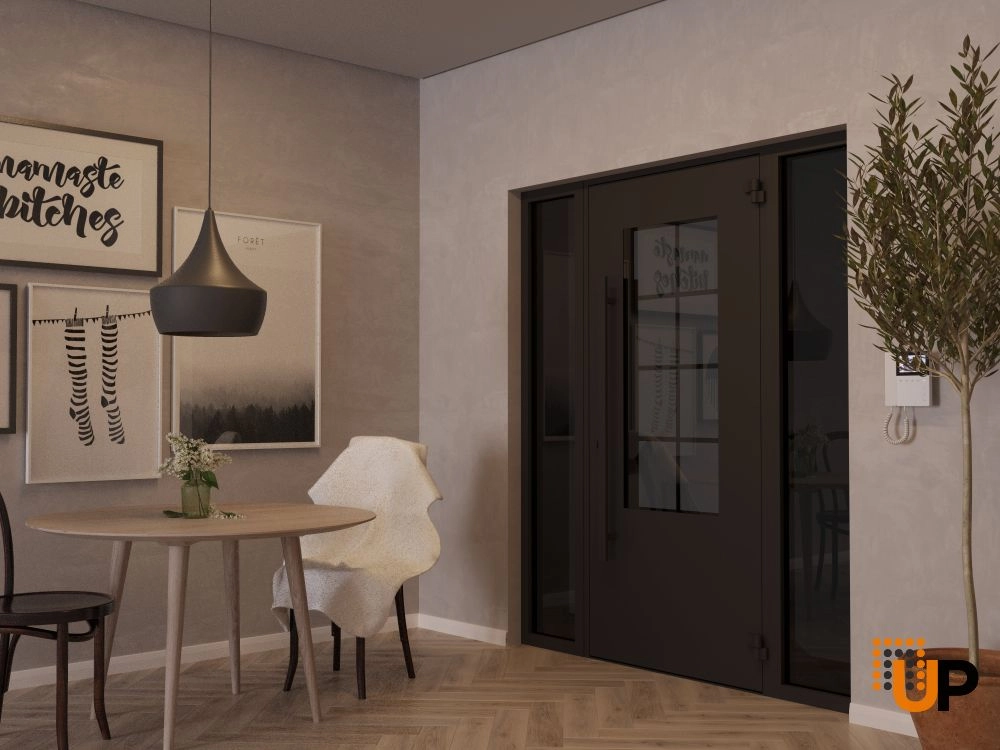 Single swing wrought iron modern exterior door with triplex glass | Iron 0101 Black | 60 x 80 (12+36+12 x 80) photo#4