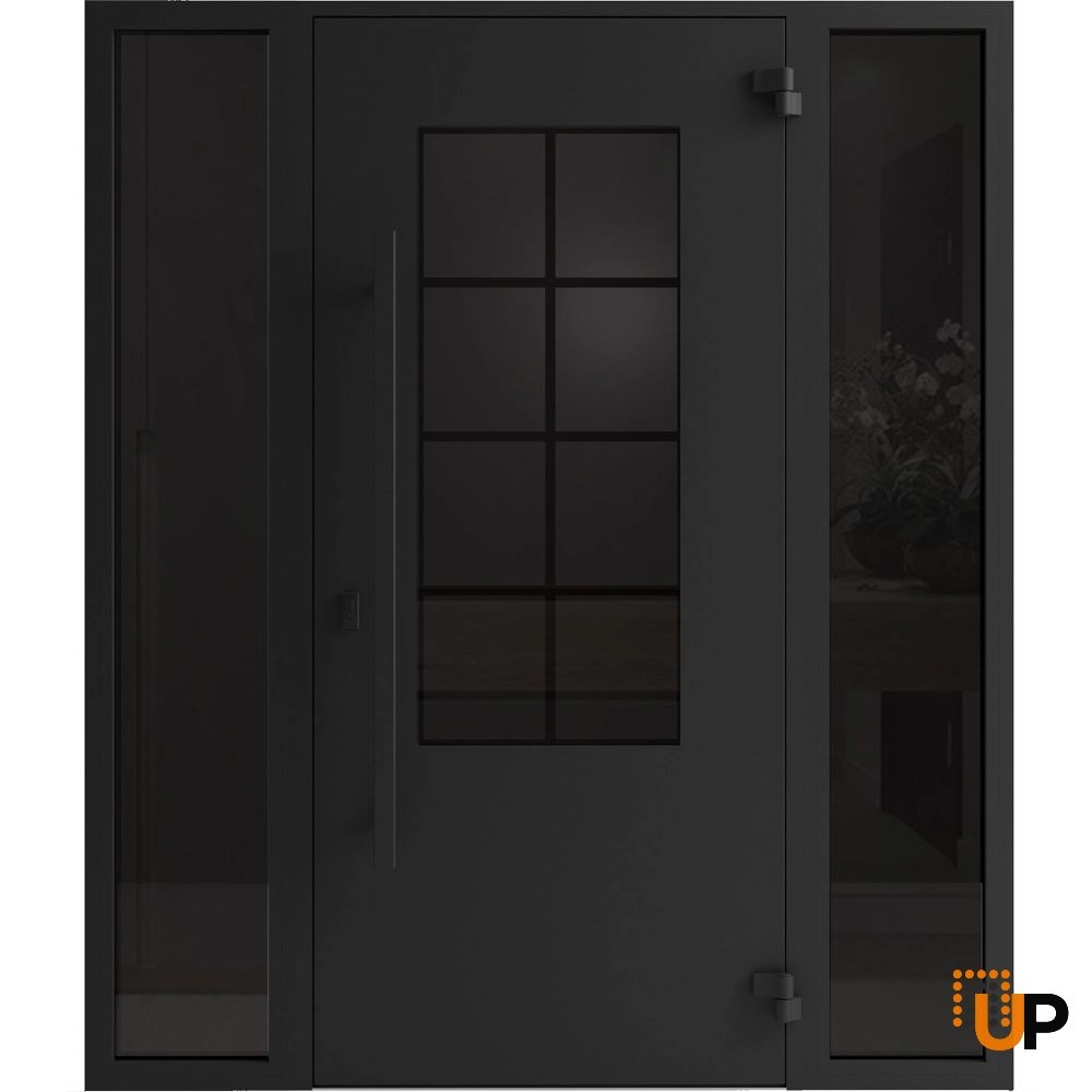 Single swing wrought iron modern exterior door with triplex glass | Iron 0101 Black | 60 x 80 (12+36+12 x 80) photo#2