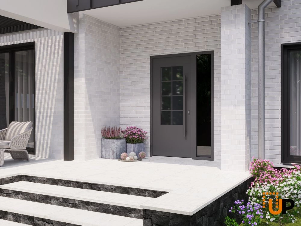 Single swing wrought iron modern exterior door with triplex glass | Iron 0101 Black | 50 x 80 (36+14 x 80) photo#3