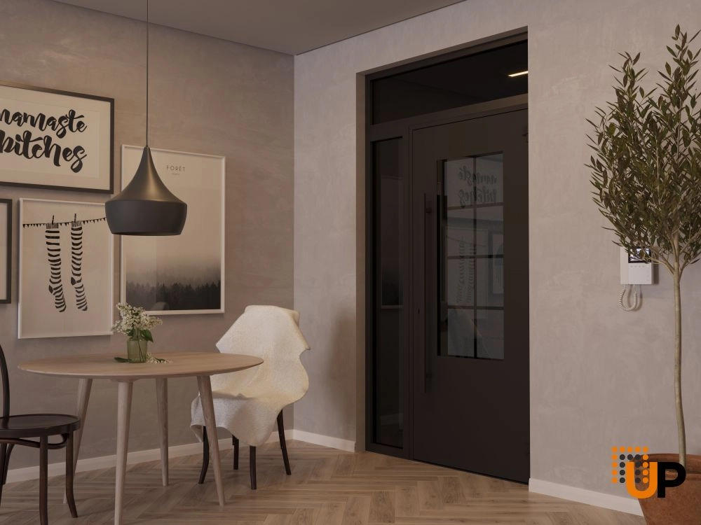Single swing wrought iron modern exterior door with triplex glass | Iron 0101 Black | 52 x 96 (36+16 x 80+16) photo#4