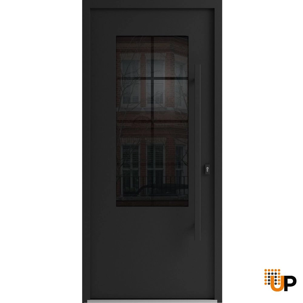 Single swing wrought iron modern exterior door with triplex glass | Iron 0101 Black | 36 x 80 (36 x 80) photo#9