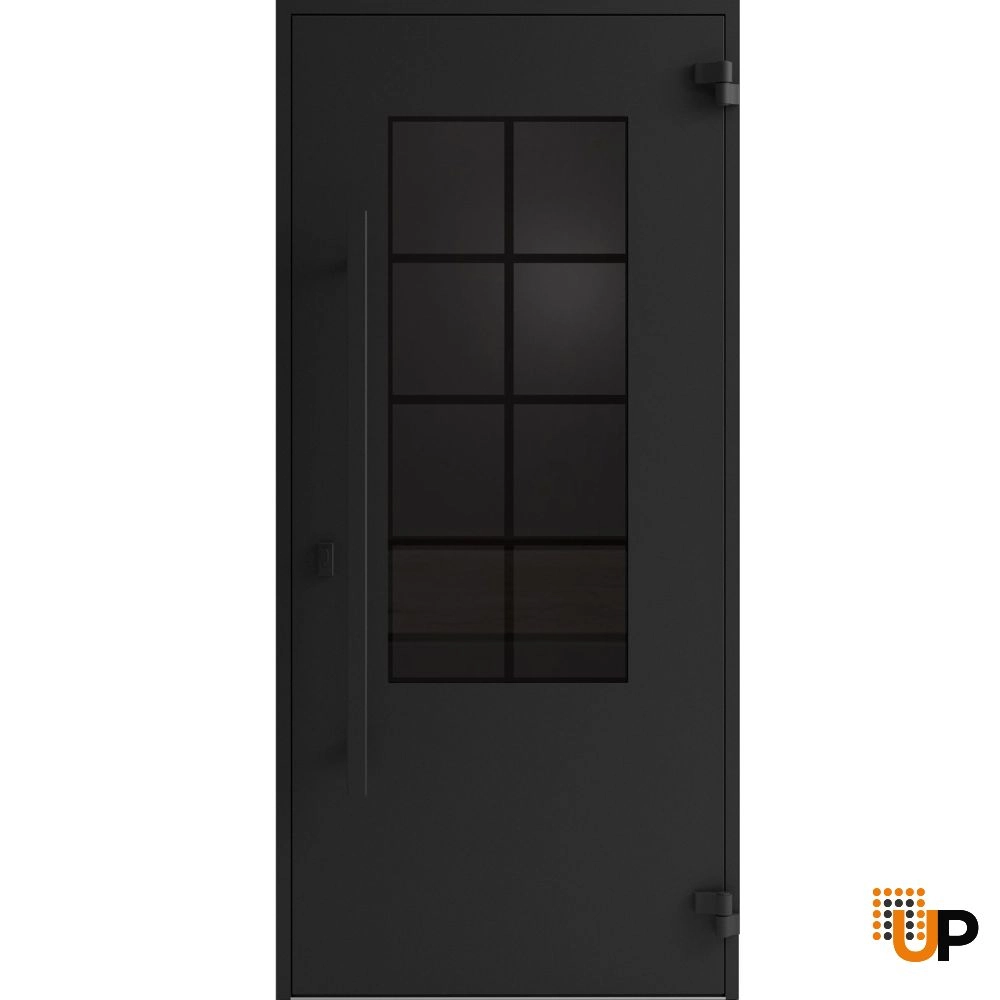 Single swing wrought iron modern exterior door with triplex glass | Iron 0101 Black | 36 x 80 (36 x 80) photo#2