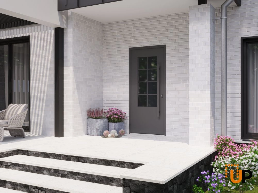 Single swing wrought iron modern exterior door with triplex glass | Iron 0101 Black | 36 x 80 (36 x 80) photo#3