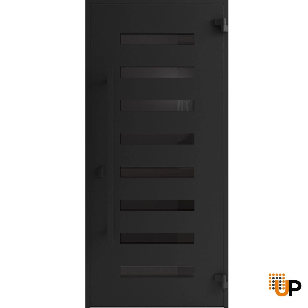 Single swing wrought iron modern exterior door with triplex glass | Iron 0188 Black | 36 x 80 (36 x 80) photo#2