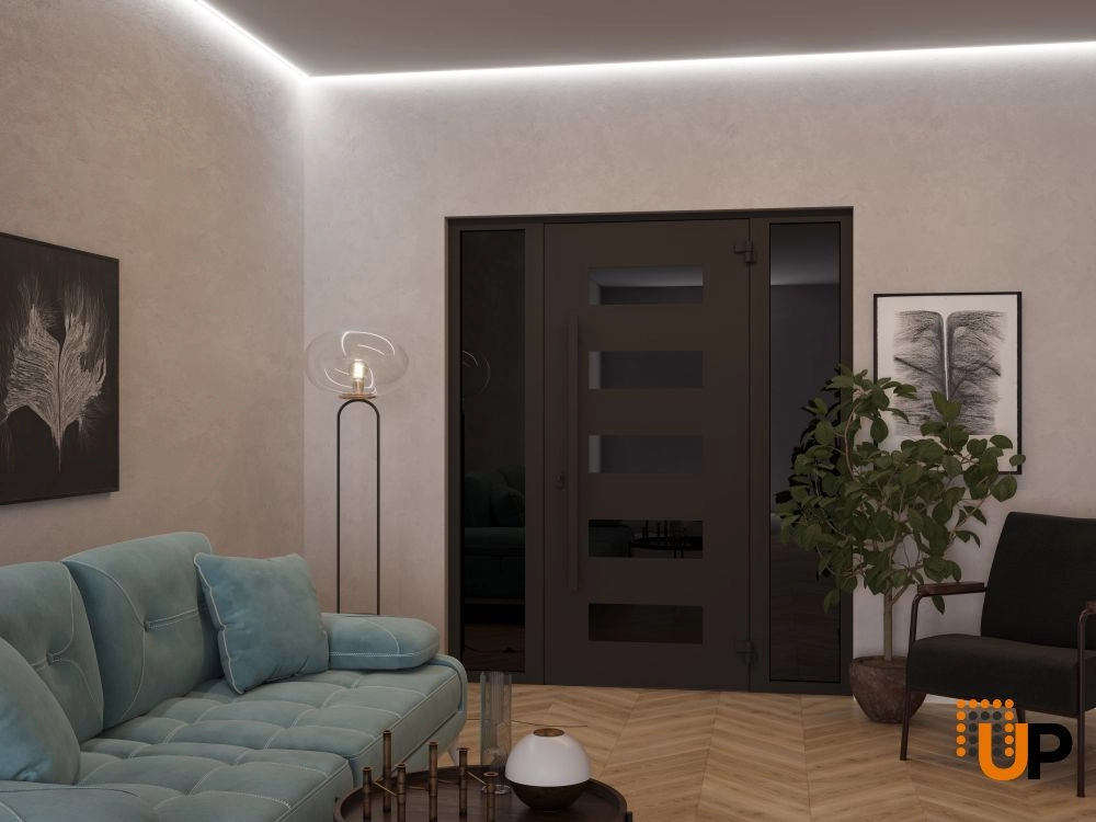 Single swing wrought iron modern exterior door with triplex glass | Iron 0255 Black | 60 x 80 (12+36+12 x 80) photo#4