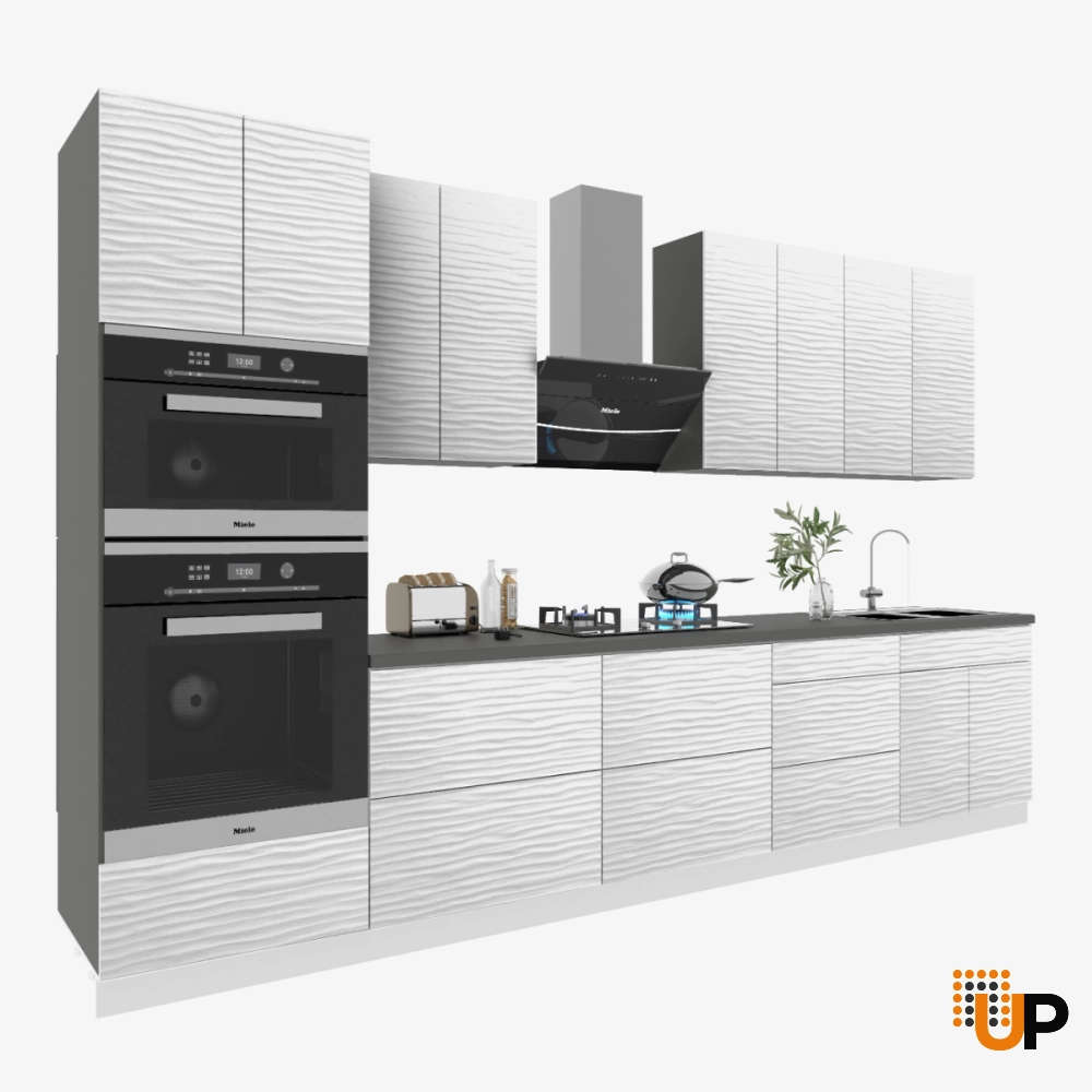 Kitchen Interno Collection White Color 3D Surface Base Size 12Ft Wide photo#1