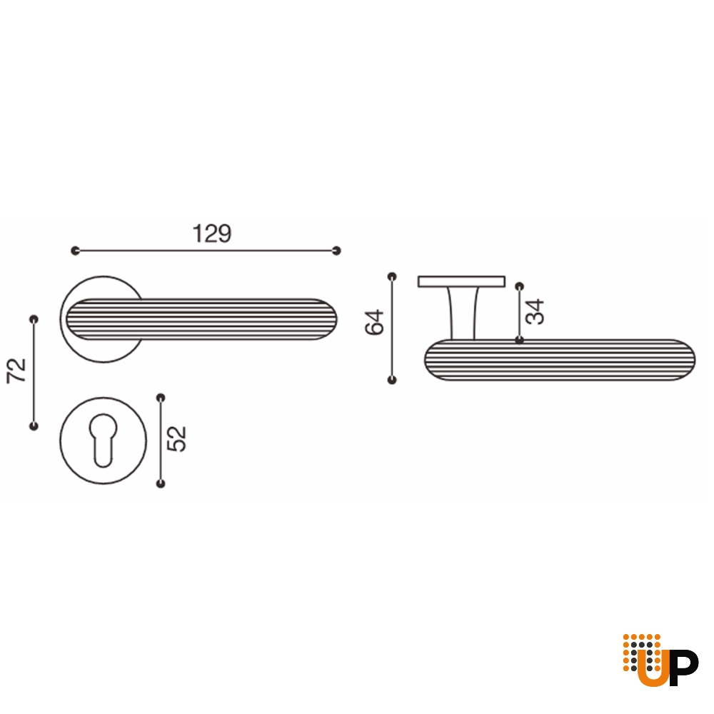 Door Euro Handle KYIV for Magnetic Lock, Gold, Passage photo#2